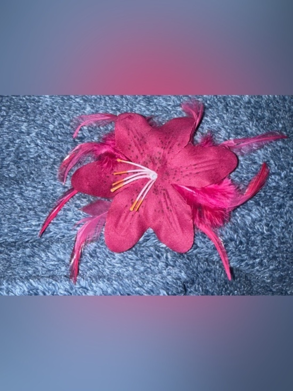 Pink Floral Feather Hair Clip - Women Accessories